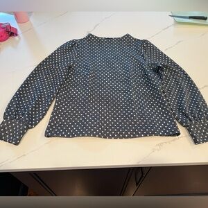 Talbots Blue and White Polka Dot Blouse - Size Medium